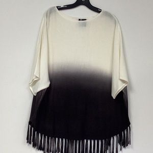 Oversized dip dye tunic sweater with fringes